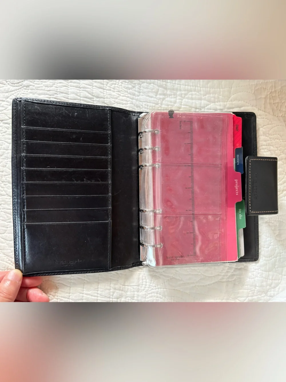 Kate Spade Black Leather Agenda Personal Planner